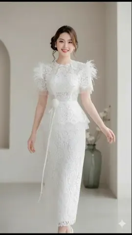 Đầm dự tiệc ren dáng dài đính lông vũ #damdutiec #vaydutiec #longvu #dam #vay 