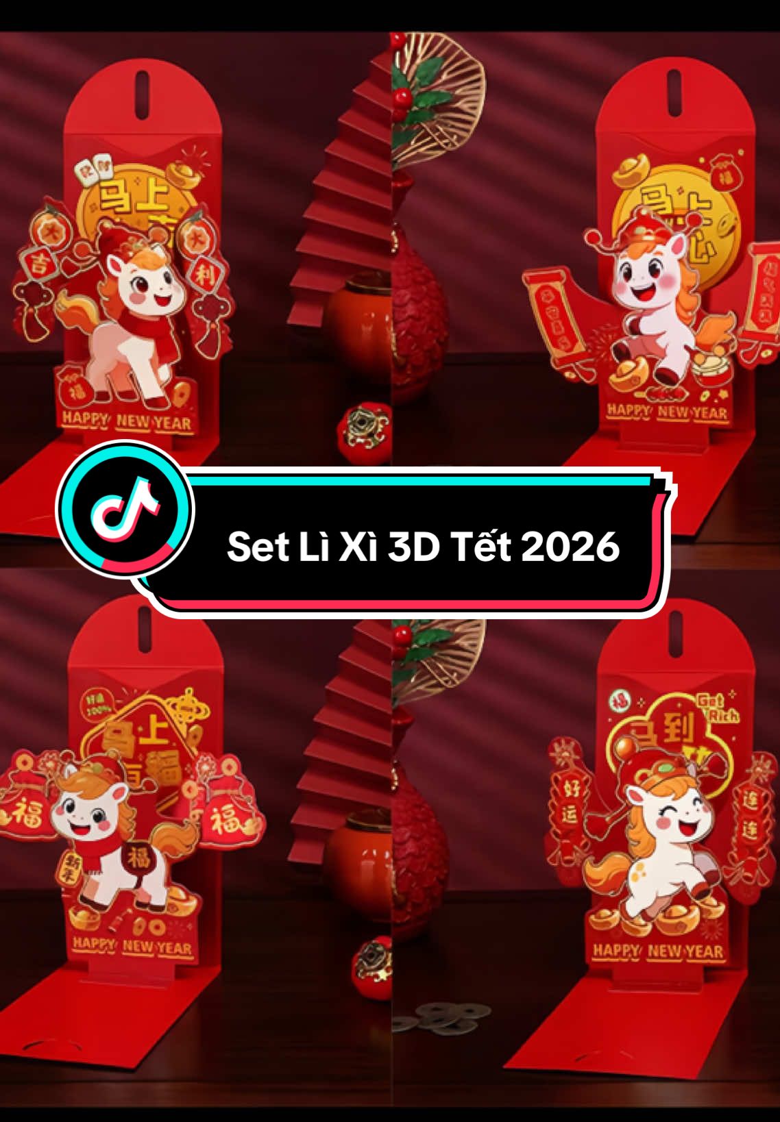 [ Mẫu Mới 2026] Set Lì Xì 3D Ngựa Độc Đáo Năm Bính Ngọ Tết 2026 - Mang Lại May Mắn Đầu Năm #tet2026 #lixi3d #lixibinhngo #lixi2026 #trangtritet 