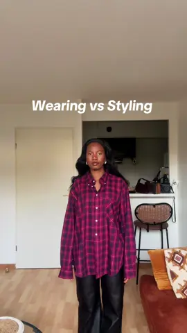 Wearing Vs Styling plaid shirt for fall 🍂🍁 Chemise friperie  Pantalon @asos  Trench @& Other Stories  #plaidshirt #wearingvsstyling #stylingtips #howtowear #fallfashiontrends 