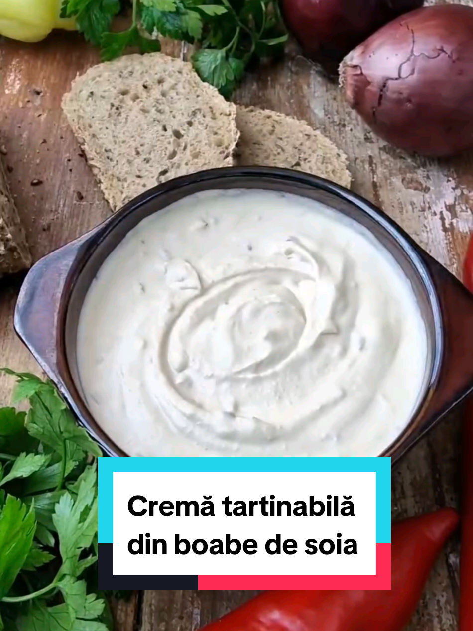 Cremă tartinabilă din soia  Descoperă o alternativă delicioasă și sănătoasă a icrelor cu crema tartinabilă din soia! Soia hidratată și fiartă, uleiuri fine, ceapă roșie și un strop de lămâie se îmbină într-o textură cremoasă. Mixată în robotul de bucătărie, această cremă este răsfățul tău gustativ. Savurează crema tartinabilă pe pâine prăjită sau alături de betisoare de legume. O explozie de arome într-un mod sănătos!  Ingrediente: - 500 g soia hidratată și fiartă - 100 ml ulei - 100 ml apă - 1 lingură ulei de in - 1 ceapă roșie - Sare și suc de lămâie după gust  Instrucțiuni: 1. Lasă boabele de soia la hidratat peste noapte și fierbe-le a doua zi, apoi lasă-le la răcit. 2. Pune soia fiartă în robotul de bucătărie, adaugă apă, uleiul, uleiul de in, sarea și sucul de lămâie. 3. Amestecă bine până când obții o cremă fină. 4. Transferă crema într-un bol și adaugă ceapa roșie tăiată mărunt. 5. Dacă mai este nevoie, ajustează sarea și adaugă suc de lămâie în funcție de gust. 6. Servește crema tartinabilă pe pâine prăjită sau cu betisoare de legume.  Poftă bună! #reteteusoare #reteterapide #retete #tartinable #soia 