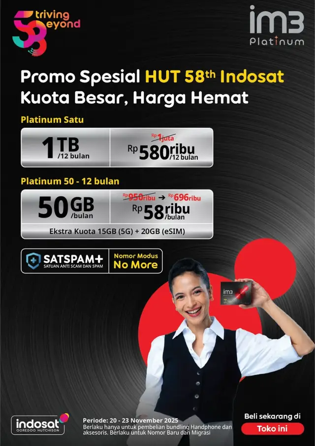 FULL KUOTA INDOSAT 1000GB/1TB CUMA 580.000🥳💛‼️