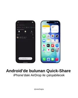 Android’deki Quick Share artık iPhone’daki AirDrop ile çalışıyor! Cihazlar arası dosya paylaşımı sonunda çok daha kolay ve hızlı hale geldi. Artık Apple–Android arasındaki duvarlar yavaş yavaş kalkıyor diyebiliriz. Tek dokunuşla fotoğraf, video ve dosya aktarımı mümkün!  #quickshare #airdrop #android #iphone #teknolojihaber 