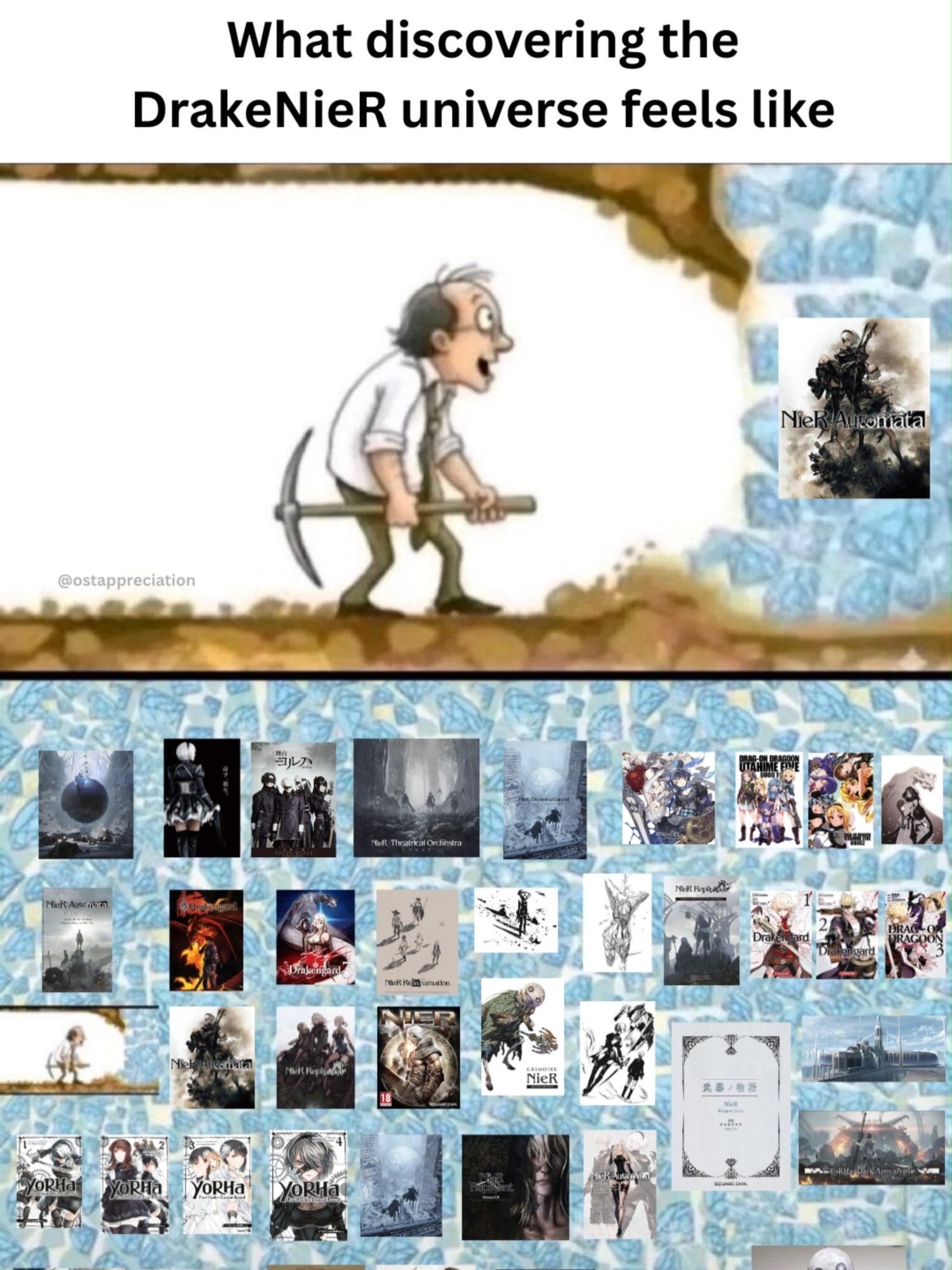 We all would love to experience the stories, the heartbreak, the characters, music, and lore drops for the first time again 🤍🖤 Also, NieR Replicant and NieR Automata are on sale through Steam right now if you want to gift them to a friend! #nierautomata #nierreplicant #drakengard #drakengard3 #2b #9s #a2 #gaming #yokotaro #gamer #japan #jrpg #anime #manga #japan