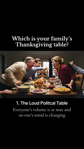 Honestly, my family’s table is a combination of at least 3 of these #aigenerated #asmr #thanksgiving #family #relatable 