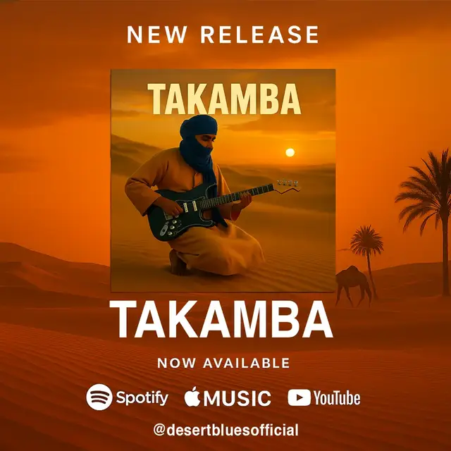 OUT NOW: TAKAMBA by  Desert Blues⁠ A powerful blend of Tuareg Desert Blues, capturing the soul of the Sahara in every note.⁠ ⁠ 🔗 Listen now on Spotify, Apple Music, and YouTube — link in bio.⁠ #desertblues  #takamba #desert #sahara  #SaharaVibes 
