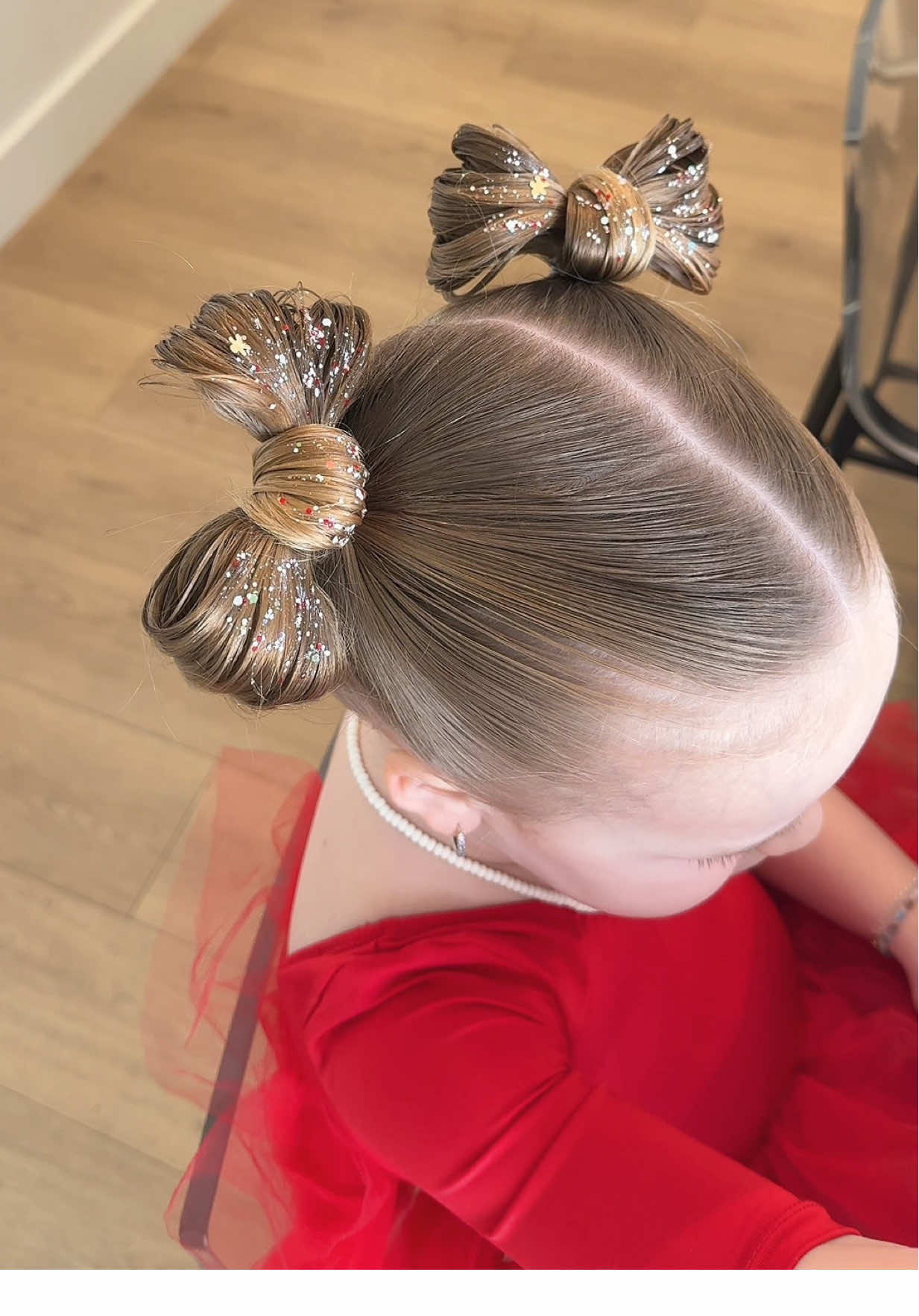 Hairstyle on repeat over here!! 😍✨🎄  Glitter gel is called Ginger from @Dittobug-Hair use: BANKS10 to save 10% on yours! #holidayhairstyle #christmashairstyle #bowhair #thanksgivinghairstyle #bowpigtails @Salee Hair @FairyTalesHairCare @The Pony Pick by Lolly  How to do a bow hairstyle Hair bow tutorial Thanksgiving hairstyle Christmas dance hairstyle