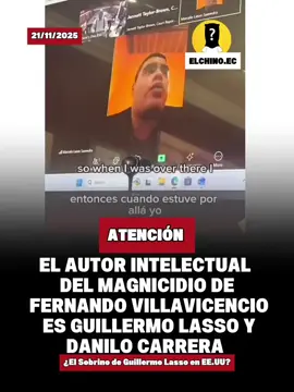 URGENTE ECUADOR|| 👨🏻‍⚖️🇺🇸😗  El Testigo protegido de Diana Salazar cuenta su verdad. Marcelo Nicolás Lasso Saavedra, sobrino del expresidente, confirmó que el autor intelectual del magnicidio de Villavicencio fue @Guillermo Lasso  y Danilo Carrera. Ellos pagaron a alias Pipo por el 