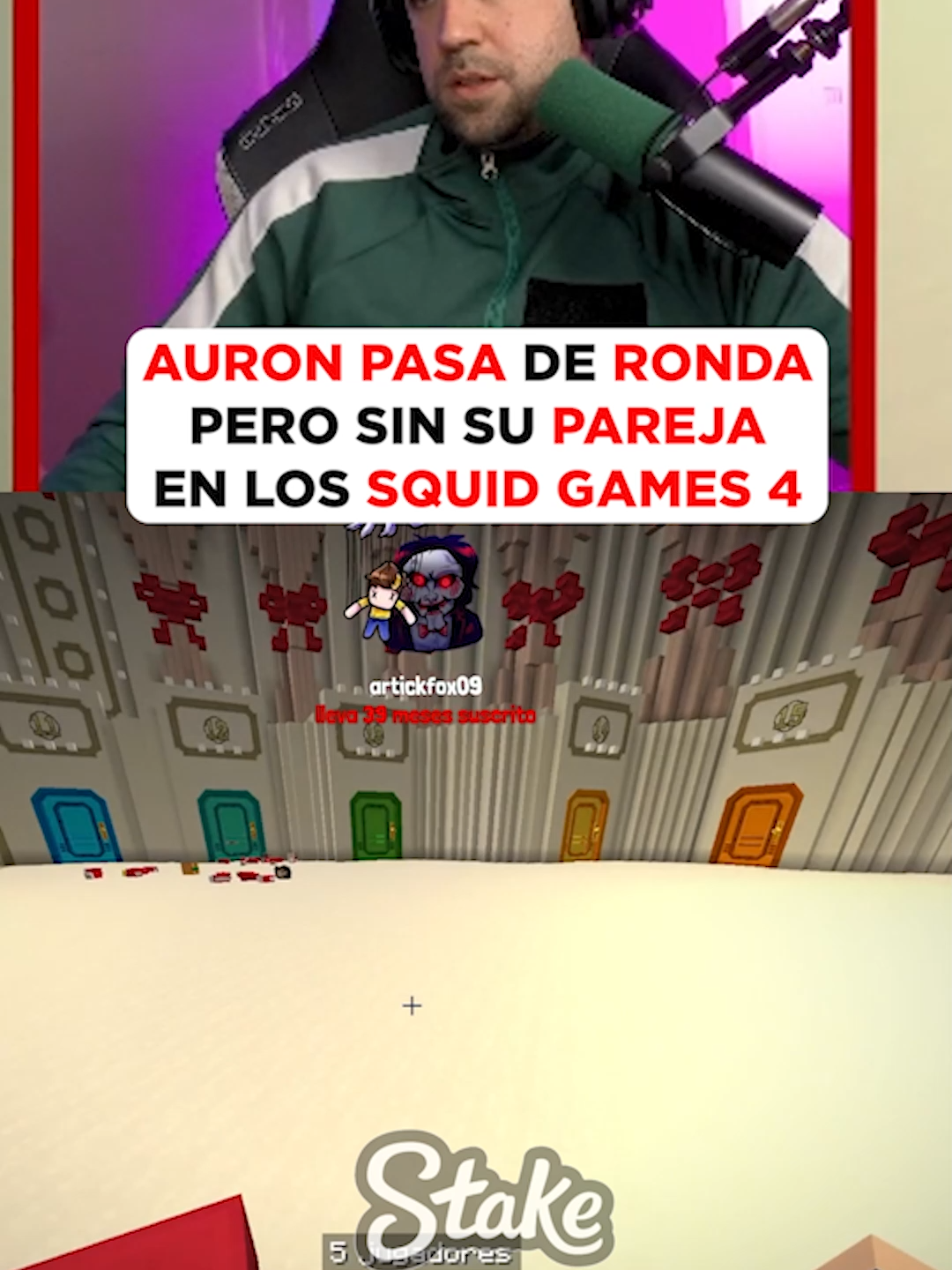 AURON PASA DE RONDA PERO SIN SU PAREJA #auronplay #rubius #squidgame #Minecraft #vegetta #españa