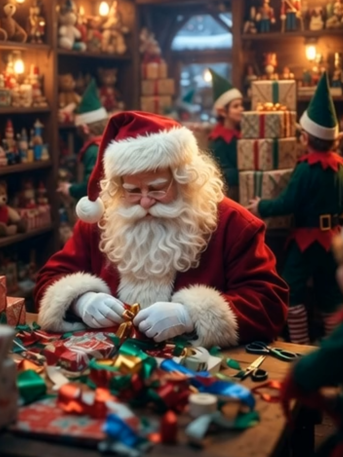 Santa Claus is preparing toys for good children and coal for naughty children.  - Have you been good this year? #santaclaus #christmas #natale #christmasdecor #navidadentiktok 