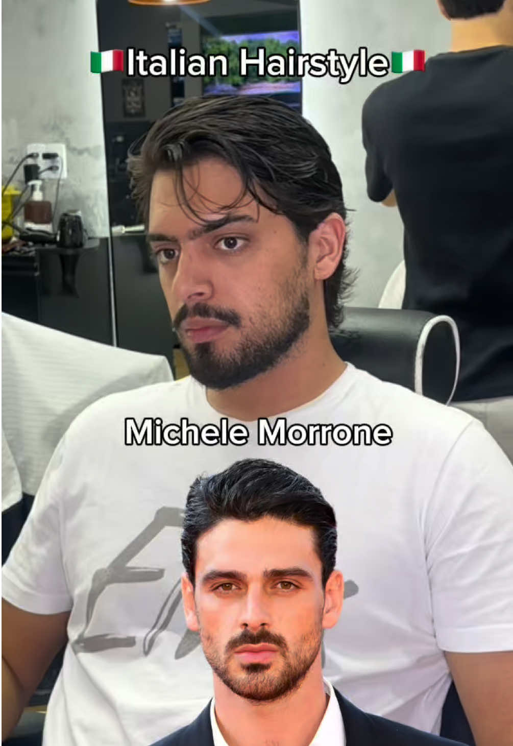 Michele Morrone Hairstyle inspirado  🇮🇹 #michelemorrone #fyp #hairstyle 