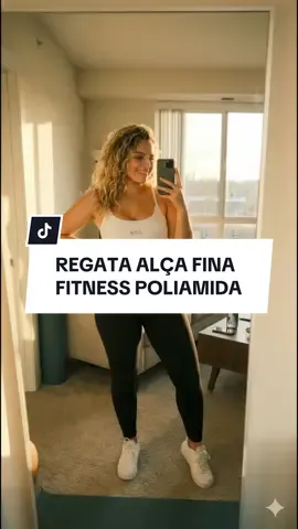Regata Feminina Alça Fina Fit Poliamida Slim #tiktokshopblackfridaybr #TikTokShop111BR #modafitness 
