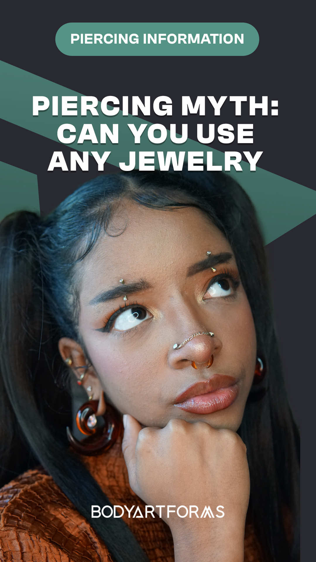 You can wear any type of jewelry in your piercing. Nope. Not all jewelry is safe for fresh piercings. We’ll go over the type of jewelry you need in a fresh piercing as we debunk this myth.  #bodyartforms #bodyjewelry #piercingtok #pierced 