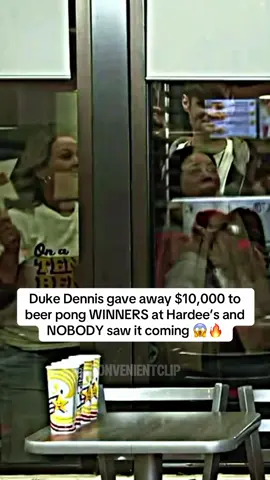 Duke Dennis gave away $10,000 to beer pong WINNERS at Hardee’s and NOBODY saw it coming 😱🔥#dukedennis #hardeespartner #fyp #viral 