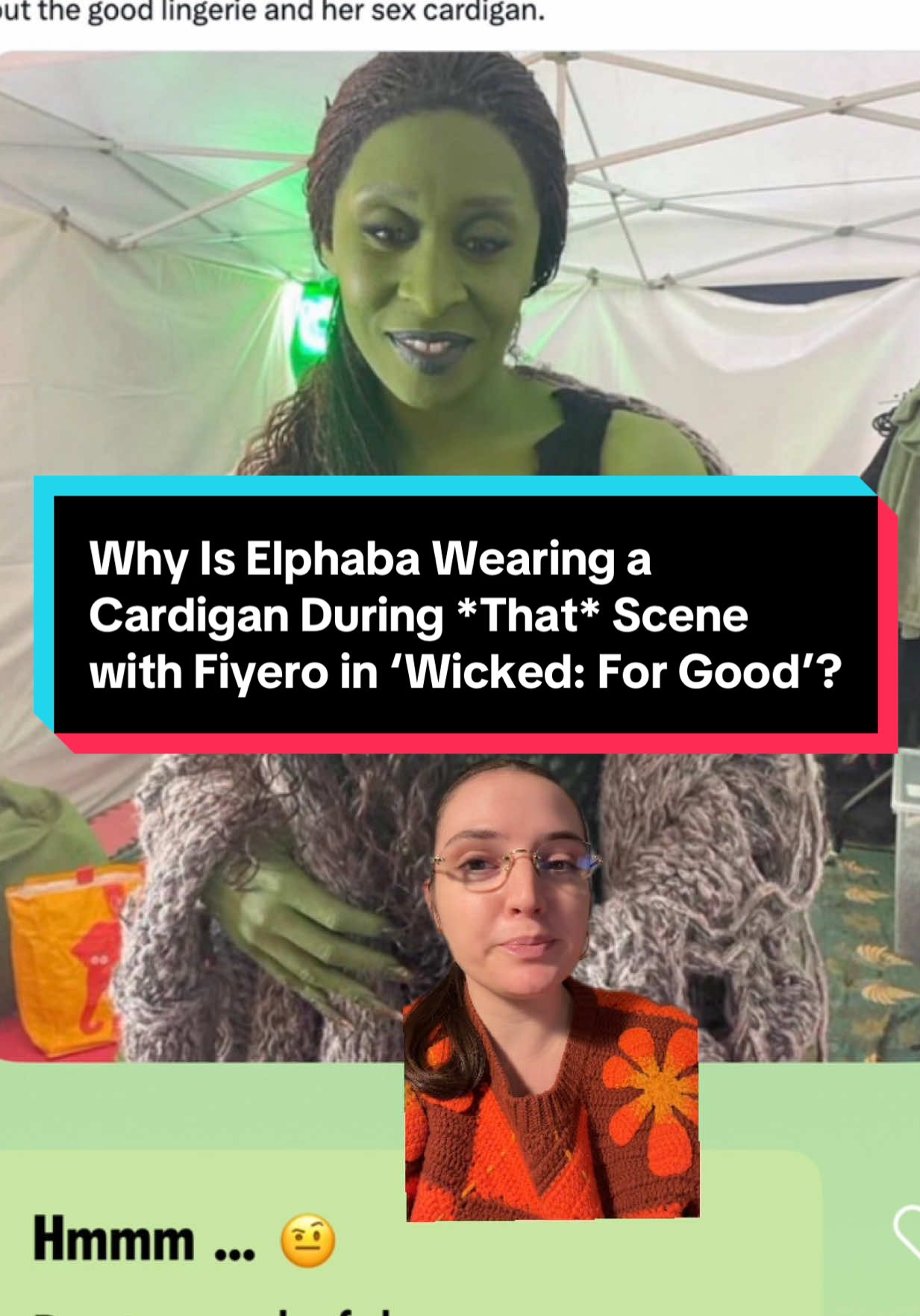 #Elphaba, #Fiyero and the sexy cardigan. Let’s talk about it. (More on the #PEOPLEApp. 👀) #WickedForGood #WickedMovie 