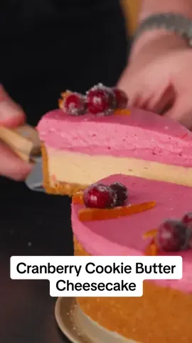 The Cranberry Cookie Butter Cheesecake recipe is on NYT Cooking! #thanksgiving #Friendsgiving #cranberry #cheesecake #nobake 