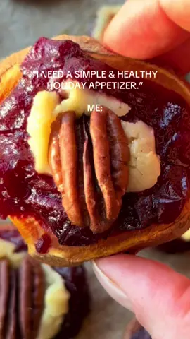 SWEET POTATO BITES ❤️ This simple & healthy appetizer is perfect for Thanksgiving or any holiday parties! The sweet potato discs are topped with my homemade cranberry sauce, dairy-free Brie or goat cheese, and a pecan!  You can find the full recipe on my blog, and I made the entire recipe step by step on @Amazon Live (We also made my bacon wrapped dates!!) You can still watch the replay on my Amazon storefront - 🔗 is in my profile! Xo #appetizer #healthyappetizers #glutenfreeappetizer #thanksgiving