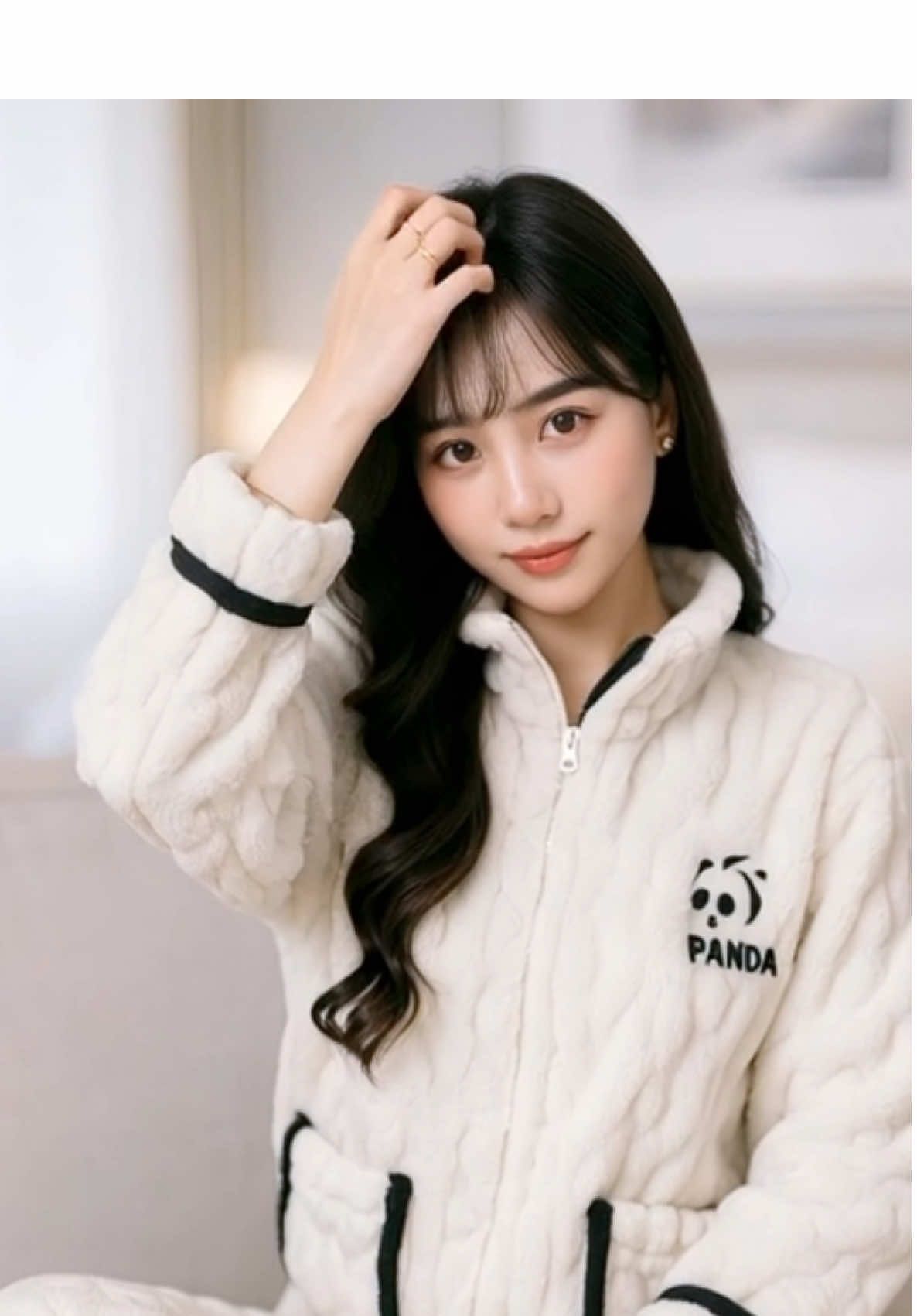 Bộ bông trắng kéo khoá Gấu panda. #thoitrangnu #phoidoxinh #outfit #bodomacnha #bothudong 