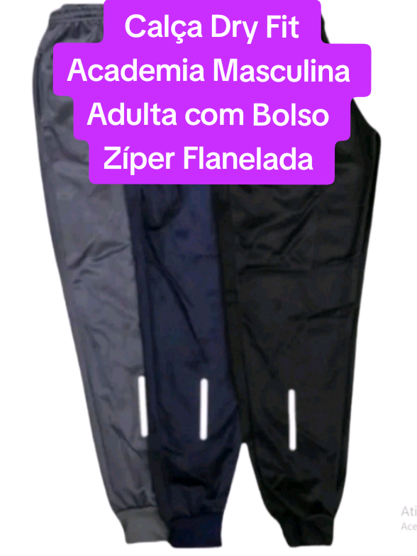 Calça Dry Fit Academia Masculina Adulta com Bolso Zíper Flanelada Jogger  #calçajogger #calcas #tiktokshop 