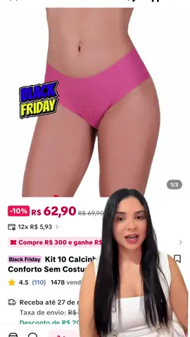 Kit 10 Calcinhas Tanga cos alto Conforto Sem Costura Corte A Laser