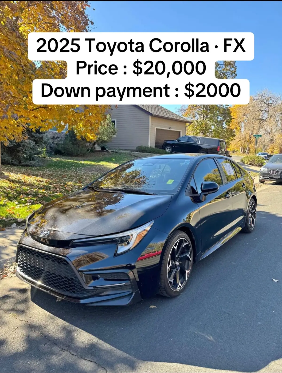 2025 Toyota Corolla · FX Price : $20,000 Down payment: $2000 20,400 miles Reliable, efficient, and stylish — the 2025 Corolla FX delivers Toyota's signature dependability with a modern design and advanced tech. Perfect for daily driving, commuting, or your next road trip. 2.0L 4 Cylinder engine Front-Wheel Drive (FWD) LED Headlights & Taillights Apple CarPlay x Android Auto Toyota Safety Sense 3.0 - Pre-Collision, Lane Departure, Dynamic Cruise Control Backup Camera Blind Spot Monitor Touchscreen Infotainment System Keyless Entry Push-Button Start Automatic Climate Control Fuel Economy: Up to 41 MPG Highway #ToyotaCorolla #Corolla2025 #NewCar #CarReview #FXModel     