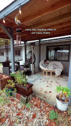 Reading on the porch in our chairs is the best! #papasanchair #cozychair #reading #bookgirl #cozyreadingnook 