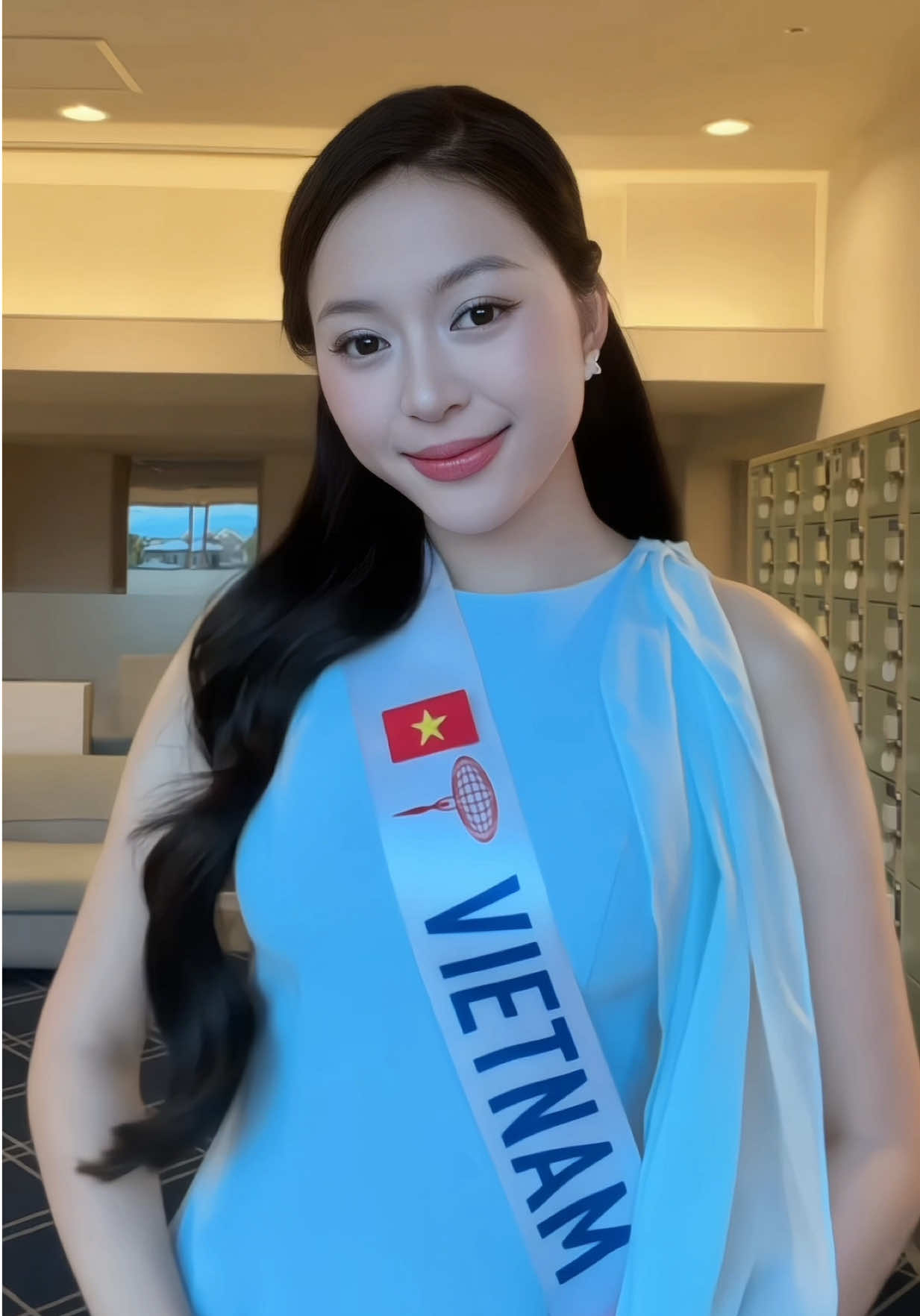 Outfit check day 11🩵 #NguyenNgocKieuDuy #MissInternationalVietnam #LAURACOFFEE #lactobactintima #NucosJapan 