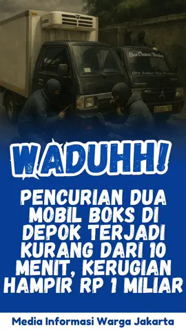 PENCURIAN DUA MOBIL BOKS DI DEPOK TERJADI KURANG DARI 10 MENIT, KERUGIAN HAMPIR RP 1 MILIAR Dua unit mobil boks milik Ice Cream Joyday dicuri dari area kantor perusahaan di Jalan Kalimulya, Cilodong, Depok, Jawa Barat, pada Sabtu (1/11/2025) sekitar pukul 04.48 WIB. Rekaman CCTV yang diterima @wargajakarta.id menunjukkan sejumlah orang diduga pelaku datang menggunakan dua sepeda motor. Salah satu pelaku terlihat membobol gembok pagar kantor yang saat itu dalam keadaan terkunci.  Setelah memastikan situasi aman, para pelaku masuk ke area dalam dan langsung menuju dua mobil boks yang terparkir. Para pelaku kemudian merusak pintu mobil dan membobol rumah kunci menggunakan peralatan yang telah disiapkan. Dalam waktu kurang dari sepuluh menit, mereka berhasil membawa kabur dua unit mobil boks bernomor polisi B 9309 PCV dan B 9854 PXB. Total kerugian ditaksir mencapai Rp700 juta. Pihak perusahaan telah melaporkan kejadian tersebut ke Polsek Sukmajaya dengan nomor laporan STTLP/088/B/XI/2025/SPK/SEK SKJ/RESTRO DPK/PMJ. Manager Operasional Ice Cream Joyday, Mohammad Rizki, menjelaskan bahwa seluruh kejadian terekam jelas dalam CCTV. “Pencurian terjadi pada pukul 04.48. Pelaku membobol gembok pagar, masuk ke dalam, dan langsung menghampiri mobil,” ujar Rizky saat menghubungi @wargajakarta.id Rizki menegaskan bahwa komplotan tersebut berjumlah empat orang. “Dua pelaku mengambil mobil, sementara dua lainnya menunggu di motor,” katanya. Ia juga menyampaikan harapan perusahaan agar kasus ini segera ditindaklanjuti pihak kepolisian. “Kami sangat berharap kasus ini diusut tuntas. Kami ingin mobil bisa kembali. Setiap hari kami ke polsek, tapi belum ada perkembangan,” tambahnya. Editor: Andy/ @wargajakarta.id  #WargaJakarta #WargaHarusTau #Jakarta #Depok #Maling  