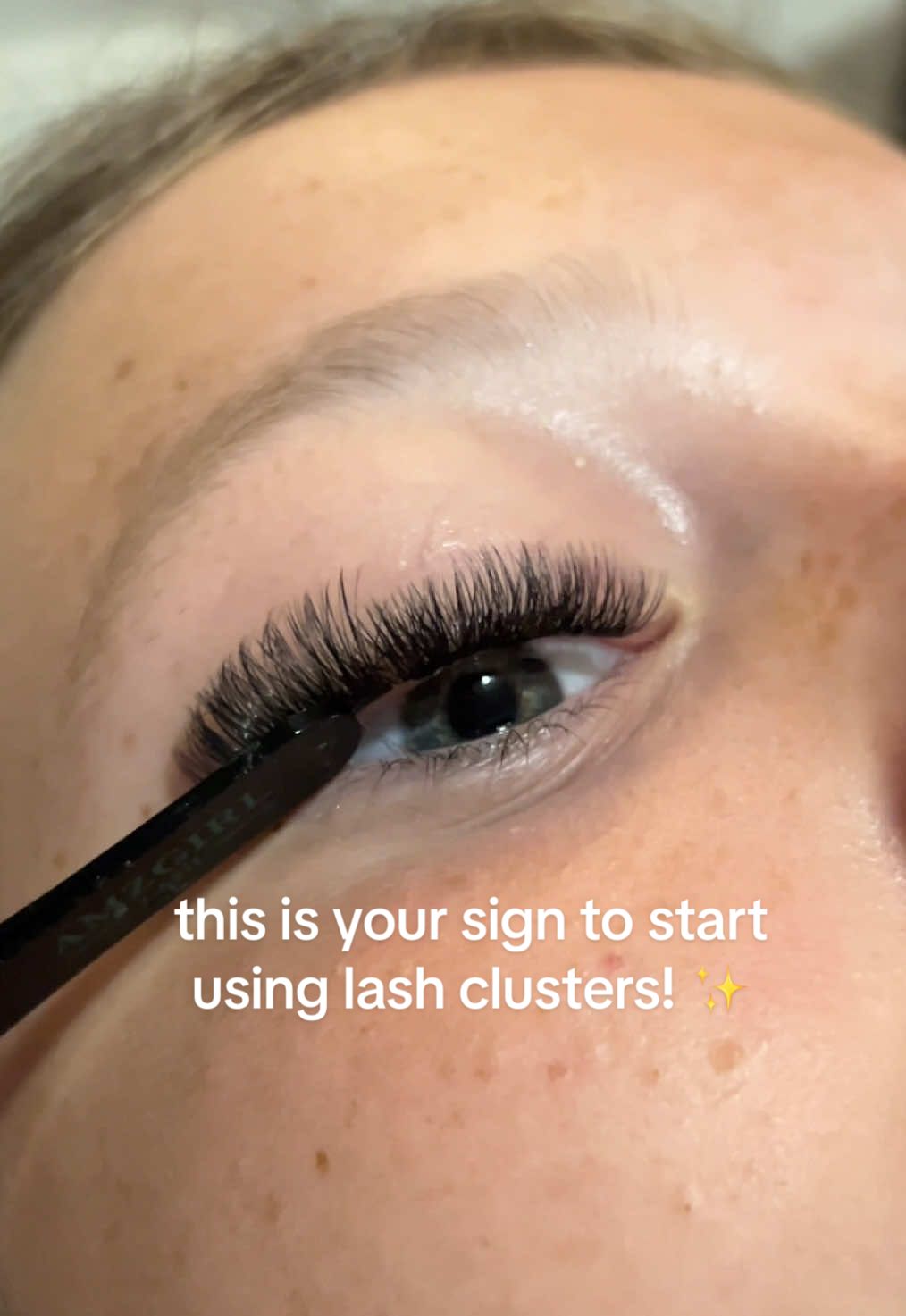 i’m lucky my beautiful step sister lets me practice on her! @I💤y #foryou #clusterlashes #lashextensions #viral #relateable 