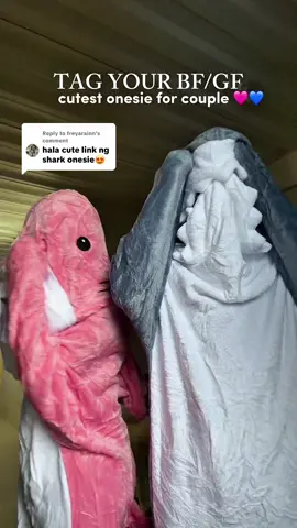 Replying to @freyarainnCUTE TAG MO NA BF MO PARA MAG GANTO RIN KAYO😍 #couplegoals #couplegiftideas #couplegifts #christmasgiftforcouple #onesie sharkonesie onesieforcouple sharkpajama
