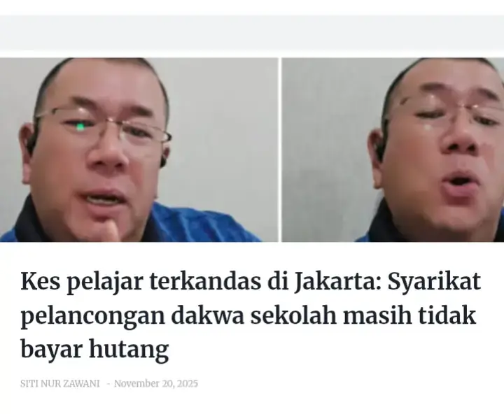 Seorang pengusaha syarikat pelancongan di Indonesia yang membantu menyelamatkan rombongan pelajar Malaysia yang terkandas di Jakarta bulan lalu, tampil mendedahkan bahawa dua buah sekolah di Selangor masih belum melunaskan hutang mereka kepada syarikatnya. Menurut pengusaha itu, yang menggunakan akaun TikTok MarcTravelGolf Steve, syarikatnya terpaksa mendahulukan kos hotel, pengangkutan dan makanan untuk 61 pelajar, walaupun tanggungjawab asal sepatutnya dipikul sebuah NGO Malaysia yang menguruskan rombongan tersebut. Beliau berkata, lebih 20 laporan polis telah dibuat sepanjang tempoh sebulan kerana pihak sekolah masih gagal membuat sebarang bayaran seperti yang dituntut. Isu ini bermula pada 24 Oktober lalu, apabila 61 pelajar daripada dua sekolah terkandas di Lapangan Terbang Antarabangsa Soekarno-Hatta. Dalam kes ini, sebuah NGO didakwa menjadi pihak yang sepatutnya mengurus segala perancangan pergi dan balik para pelajar, namun berlaku sebaliknya NGO tersebut dikatakan tidak menguruskan tempat tinggal pelajar dan tiada ejen pelancongan yang diupah, sehingga menyebabkan mereka terkandas dan perlu campur tangan dari pihak Kedutaan Malaysia di Indonesia. MarcTravelGolf Steve kemudian tampil membantu, menyediakan penginapan, mendahulukan wang untuk makanan serta menguruskan penerbangan pulang mereka. Namun sehingga kini, dakwanya, pihak sekolah masih belum melangsaikan hutang berkenaan. https://harapandaily.com/2025/11/20/kes-pelajar-terkandas-di-jakarta-syarikat-pelancongan-dakwa-sekolah-masih-tidak-bayar-hutang