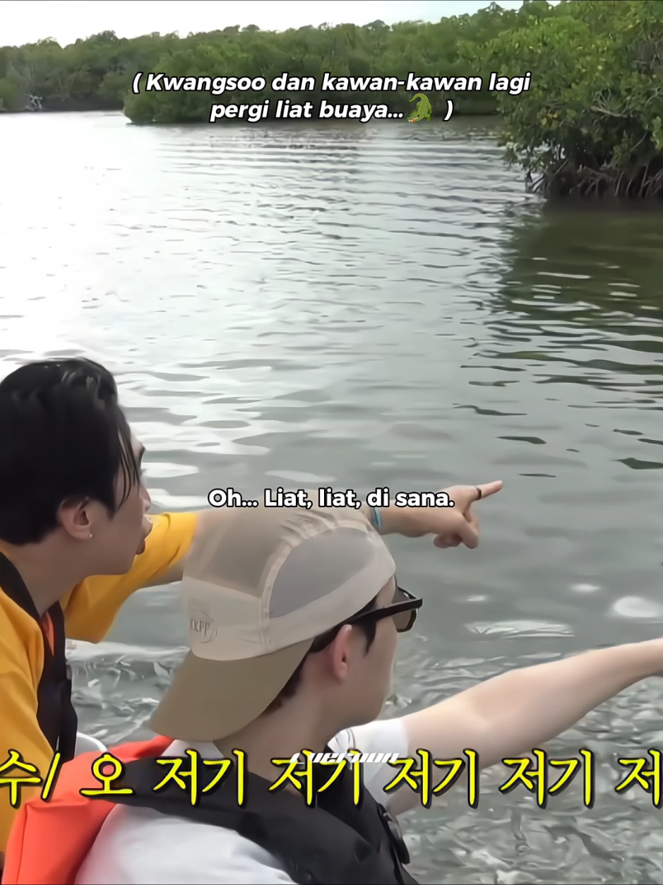 Kwangsoo kamu heboh banget liat buaya😭🫵🏻 #GBRBJoyPopsLaughPops #Kyungsoo #KimWooBin #LeeKwangSoo #콩심은데콩나서웃음팡행복팡해외탐방 