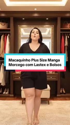 Macaquinho Plus Size Manga Morcego com Lastex e Bolsos Esse macaquinho plus size é muito confortável. Manga morcego, lastex que modela sem apertar, tecido leve que não marca e ainda tem bolso. Look prático para o dia a dia, sempre arrumada sem esforço. Frete grátis ativo. Garanta o seu. #plussize  #macaquinho  #moda  #tiktokshop #tiktokshopblackfridaybr 