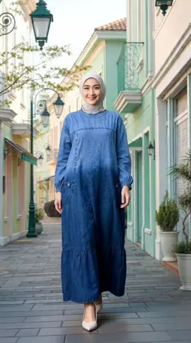 GAMIS JEANS SUSUN BAWAH NON BUsui#gamis#gamisjeans #fyp #gamismurah #gamiskekinian 