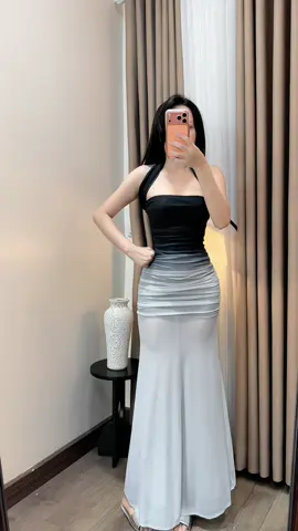 Đầm loang màu đen xám