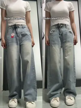 Mọi người ơi quần jiean 2 shop này thì quần nào đẹp hơn vậy ạ ? #quanjean #bycamcam #calemclub #quanjeandep #xuhuong 