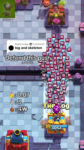 Replying to @𝐝𝐢𝐚𝐬 🧛🏼 Can Log + Skeletons defend this push? 🤔 #clashroyale #clashroyaledaily #clashroyalemoments #clashroyalememes 