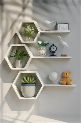 Rekomendasi rak dinding hexagonal aesthetic menambah kesan ruangan yang rapi dan modern. #rakdinding #rakdindingaesthetic #rakdindingtempel #rakdindingminimalis #masukberanda 