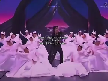 that tweet has the whole fandom mad as it should. bc wdym “someone from a bl series” jeff practiced from 3am to perfect his vocals for a stage like miss universe - representing his music and the thai culture. i hate the whole “oh they’re from a bl” comments as well bc that’s not necessary whatsoever.  #jeffsatur #tpop #jeffsaturedit #missuniverse2025 #jeffsaturday 