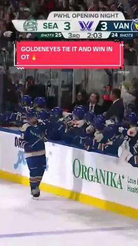 The Vancouver Goldeneyes tied the game with two minutes to go setting up an OT winner by Abby Boreen for their first win in franchise history! 🙌 #PWHL