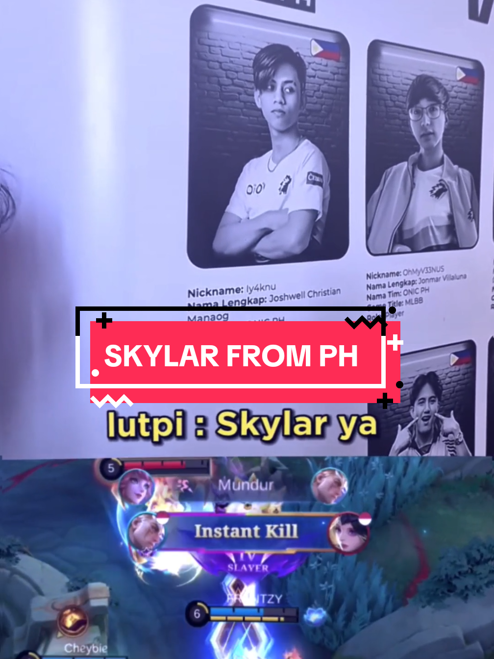 SKYLAR FROM PH 😹 nonton elite follow sulit 😏 #memempl #onicesport #iy4knu #WinWithMLBB #MLBB 