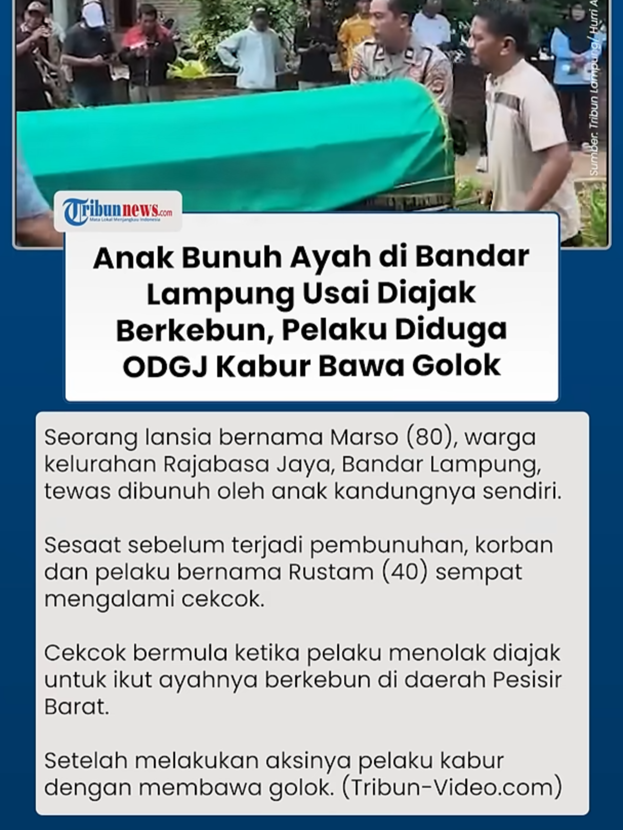 Detik-detik Anak di Lampung Gorok Ayah hingga Leher Nyaris Putus, Polisi Buru Pelaku  #kasuspembunuhan #ayahanak #lampung #bandarlampung #rajabasajaya