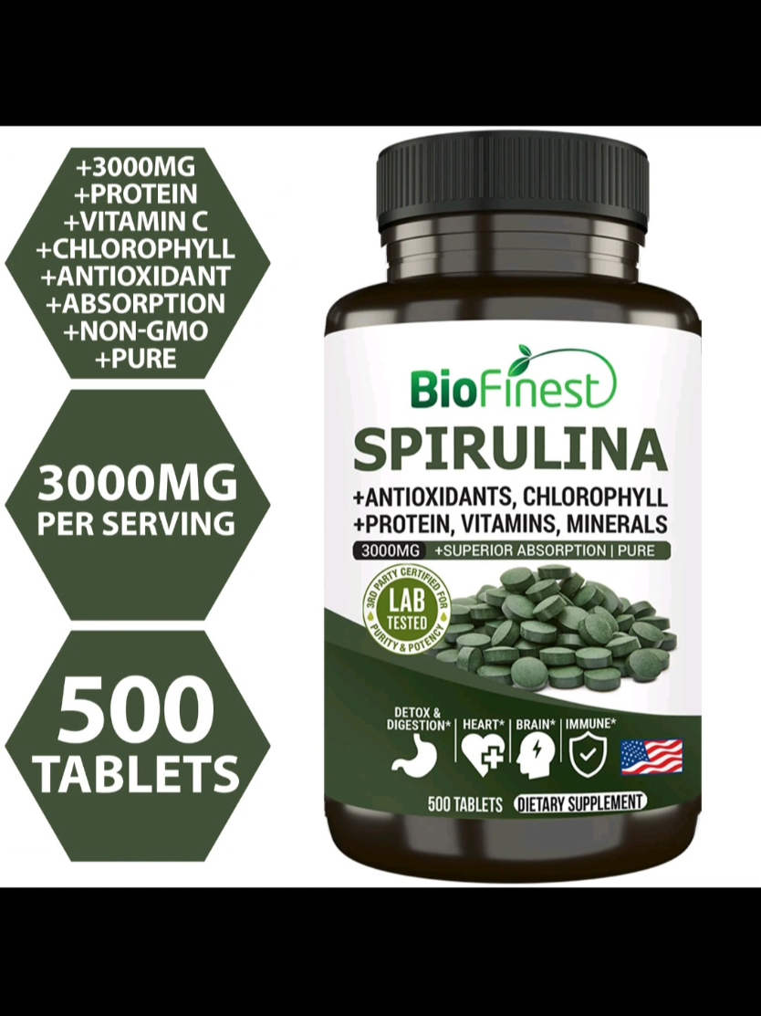 #Biofinest Spirulina 3000mg Supplement https://vt.tiktok.com/ZSH3T4hUadYq6-m1rPa/ #CreateToWin  #tiktokaffiliates  #fypspotted 