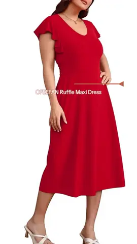 Women's Summer Midi Maxi Dress, Elegant Classy Design, Ruffle Sleeves & Tie-Back Detail, Perfect for Casual Wear #backlessdress #acquiredstylethanksgivingdress #loungedresses #minidresses #ruffledress #amazondress #holidaypartydress #fashiondress #backlessdresses #modestdresses