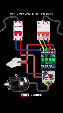 Motor Control Circuit by Foot Pedal Switch #electrical #learn #foryour #motor 