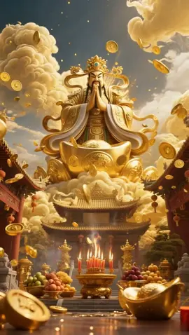 The God of Wealth bestows prosperity; wealth flows in by the bucketful every day. #财神爷 #财神 #money #道教文化 #道教信仰 #blessed #财富 #coin #taoism #wealth #golden #道教 