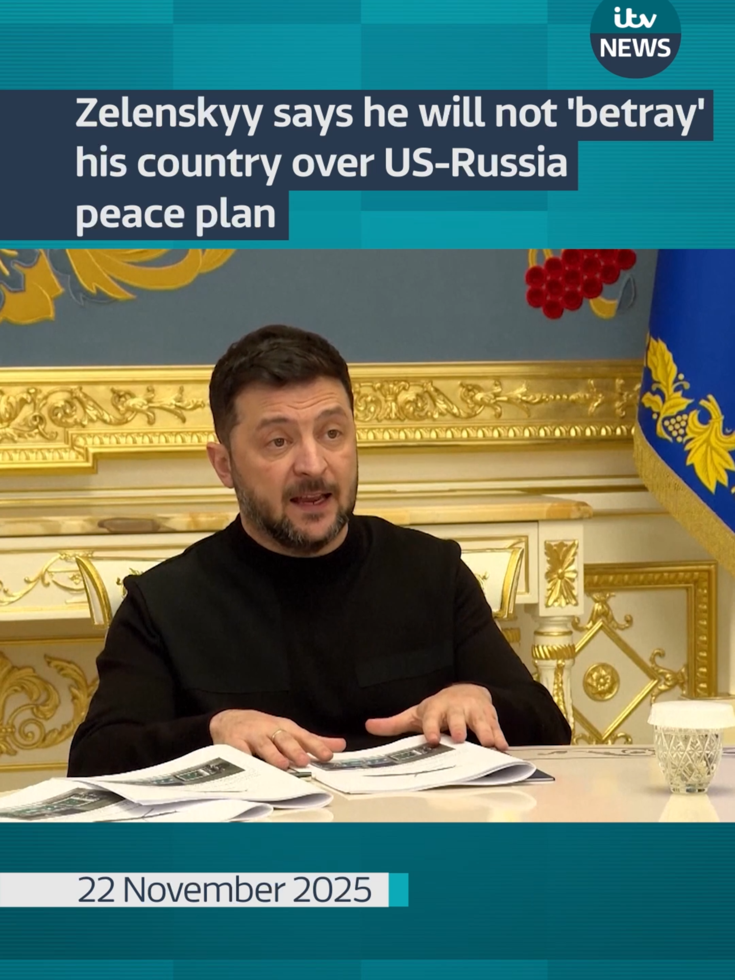 Zelenskyy says he will not 'betray' his country over US-Russia peace plan #itvnews
