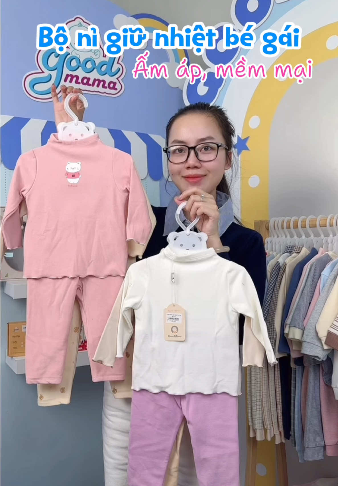 Bộ nỉ giữ nhiệt bé gái ấm áp, mềm mại, tiểu thư được săn đón của Goodmama #goodmama #quanaogoodmama #quanaotreem #quanaomuadong #xuhuong 