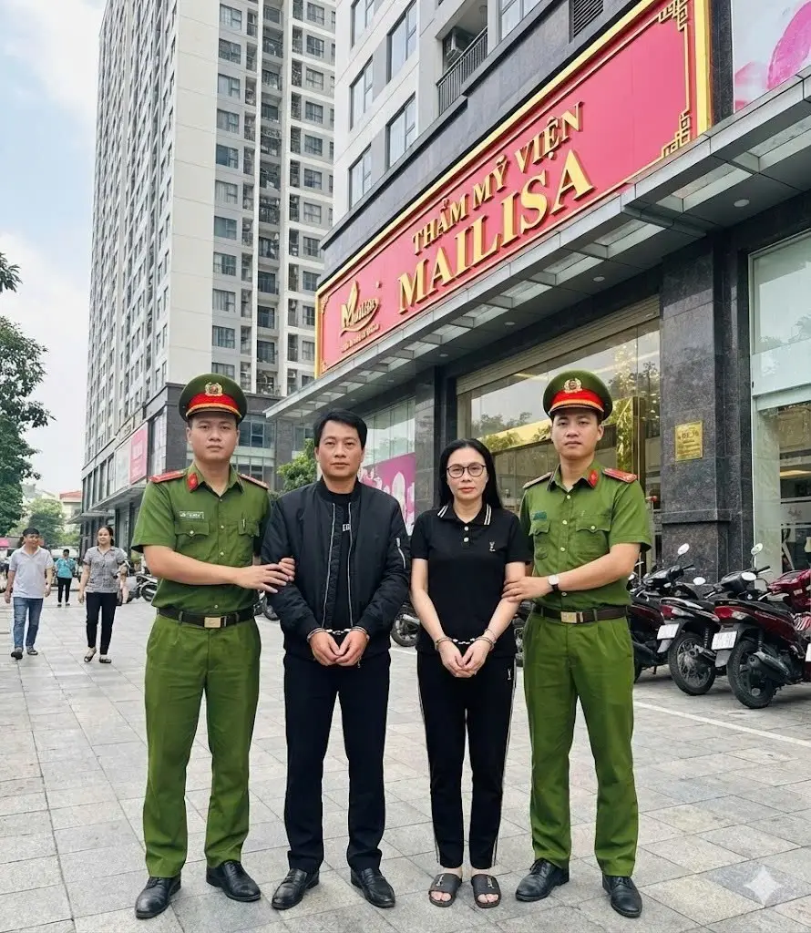 Thông tin ngắn gọn về việc vợ chồng chủ Thẩm mỹ viện Mailisa bị bắt: 1. Đối tượng bị bắt: Phan Thị Mai (Tổng Giám đốc) và chồng là Hoàng Kim Khánh (Giám đốc điều hành) của hệ thống Thẩm mỹ viện Mailisa. Ngoài ra còn có 7 đồng phạm khác là nhân viên, kế toán và đối tượng liên quan. 2. Tội danh: Bị Cơ quan Cảnh sát điều tra Bộ Công an (C03) khởi tố và bắt tạm giam về tội Buôn lậu. 3. Nguyên nhân và hành vi sai phạm: Giả mạo xuất xứ: Vợ chồng Mailisa đặt sản xuất mỹ phẩm giá rẻ tại Quảng Châu (Trung Quốc), sau đó thay đổi nhãn mác, 