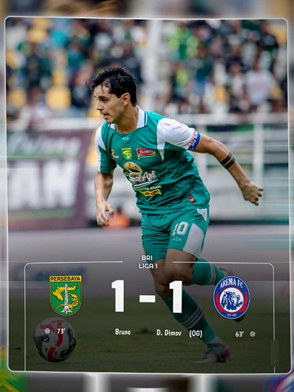 FULL TIME, laga antara Persebaya vs Arema Fc harus berakhir imbang 1-1 #persebaya #arema #fyp #pesonatimnas🦅 #olahragatiktok 