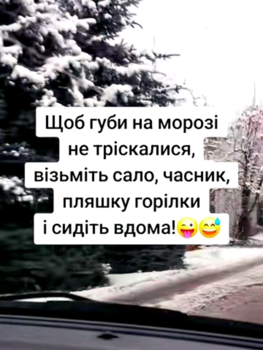 #цьогодня Щоб губи на морозі не тріскалися, візьміть сало, часник, пляшку горілки і сидіть вдома!😜😅#гумор  #прикол #😅#глобальныерекомендации 